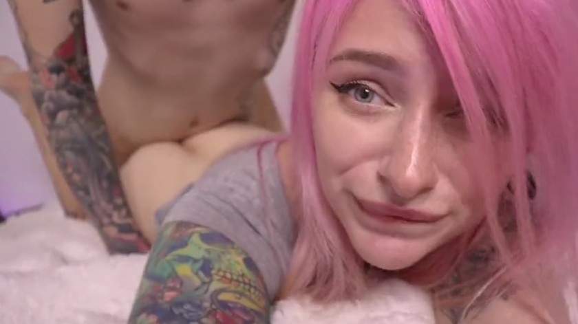 Pink haired chick gets fucked from behind